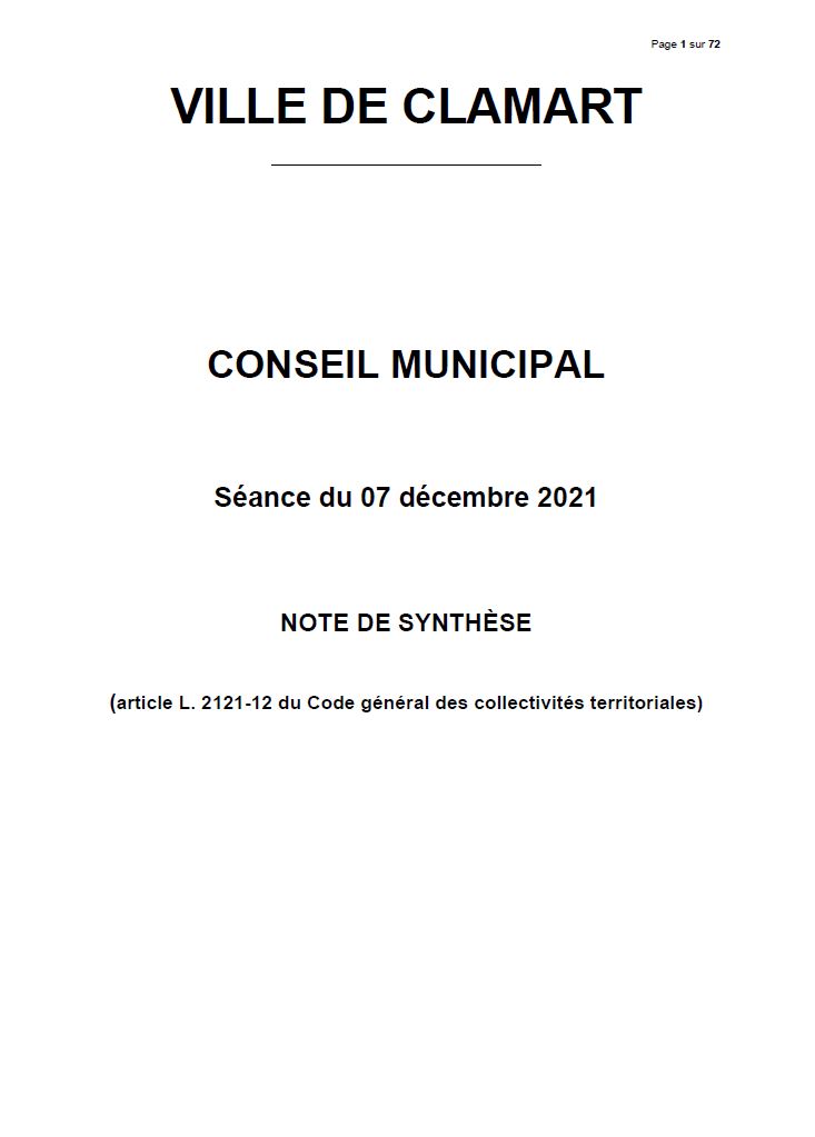 Conseil municipal du 7 décembre 2021