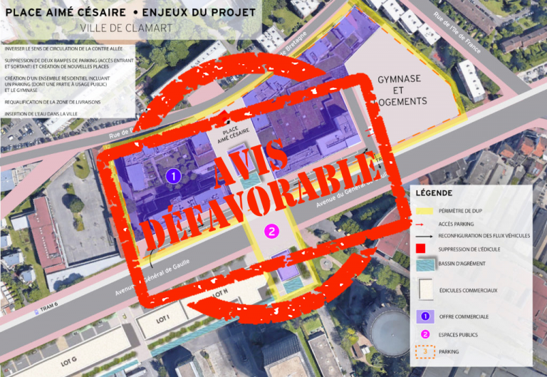 Coup de tampon rouge sur un projet de réaménagement de la place Aimé Césaire à Clamart